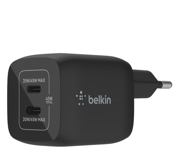 BELKIN podwójna ścienna 45W USB-C GAN z PPS czarna WCH011vfBK - 1121654 - zdjęcie